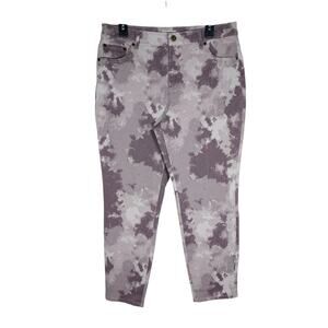 LOGO by Lori Goldstein Jeans 14P Petite Purple Tie Dye Skinny Stretch Denim